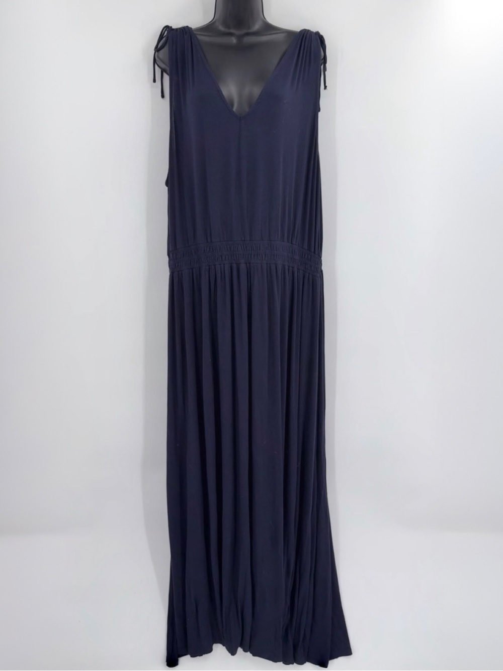 ModCloth Ruched Shoulder Tie Maxi Dress | Navy | 3X